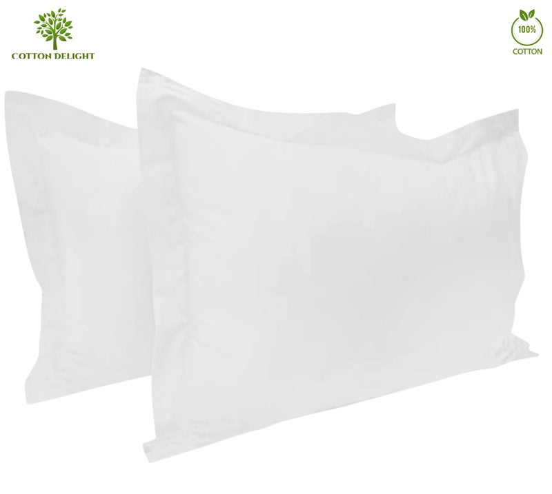 Cotton Delight طقم أغطية وسائد كينج من القطن - أبيض 100% قطن طبيعي، 600 خيط عدد غطاء متميز مع حافة 2 إنش، 20 × 40 إنش - Image 3